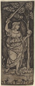 Allegorikus figura: Nő karddal és gömbbel alkotó: Francesco Francia or Peregrino da Cesena
