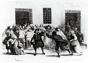 A mankók pékség kifosztása, epizód a Betrothedből, Alessandro Manzoni (1785-1873), illusztráció: Francesco Gonin (1808-1889) 1840-es kiadás