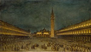Éjszakai körmenet a Piazza San Marco-n, 1755 alkotó: Francesco Guardi