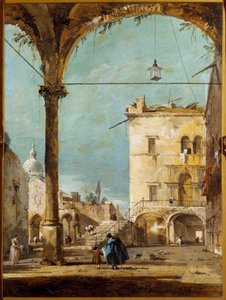 Egy velencei portikusz Francesco Guardi (1712-1793) festménye 18. századi Párizs, Musee Jacquemart Andre alkotó: Francesco Guardi