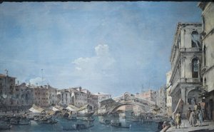 Canal grande a Rialto-hídnál, 1780-90 körül (olaj, vászon) alkotó: Francesco Guardi