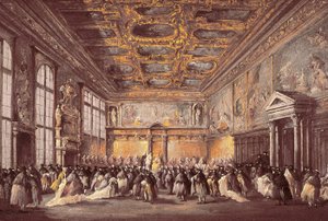 Ünnepi rendezvény a Dózse-palotában alkotó: Francesco Guardi