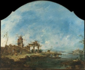 Fantázia tájkép alkotó: Francesco Guardi