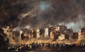 Tűz a San Marcuola-i olajraktárakban alkotó: Francesco Guardi