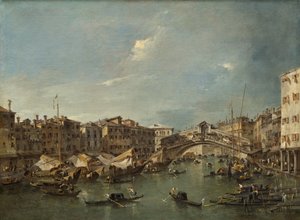 Canal Grande a Rialto híddal, Velence, valószínűleg c. 1780. alkotó: Francesco Guardi