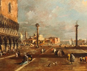 Piazza San Marco a San Giorgio Maggiore felé, Francesco Guardi (1712-1793), olaj, vászon, 45x72 cm alkotó: Francesco Guardi