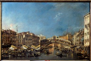 A velencei Rialto-híd a 18. században Francesco Guardi (1712-1793) festménye 18. század V. 0,62x0,93 m Toulouse, Musee des Augustins