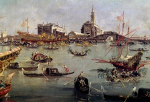 A dózse a Bucentauruson (Bucentoro) San Nicoloban Lidótól Velencéig, Francesco Guardi (1712-1793) Mennybemenetele Napi festménye, 18. századi Párizs, Louvre Múzeum. alkotó: Francesco Guardi