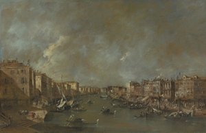 Kilátás a Grand Canalra a Ponte di Rialto felől, 1775 után alkotó: Francesco Guardi