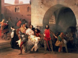 Marco Visconti a Rosate kastély pincéjében találta meg a Bice ugrását, Francesco Hayez (1791-1882), olaj, vászon alkotó: Francesco Hayez