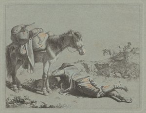 Pásztor nyugalomban egy falka ló közelében, c. 1762. alkotó: Francesco Londonio