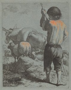 Pásztor szamárral, báránnyal és kecskével, 1759. alkotó: Francesco Londonio