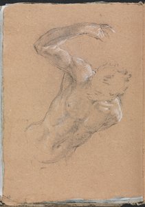 Verona vázlatfüzet: Férfi akt felemelt jobb karral, 32. oldal, 1760. alkotó: Francesco Lorenzi