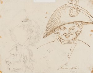 Karikatúrák oldala (ceruza, toll és tinta papíron) alkotó: Francesco Nenci