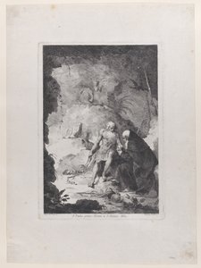 Remete Szent Pál és Szent Antal apát beszélget egy tájban, Pi... után, kb. 1784-1836. alkotó: Francesco Novelli