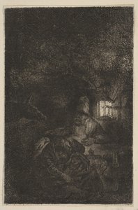 The Rest on the Flight to Egypt: A Night Piece fordított másolat, 18. század vége-19. század közepe. alkotó: Francesco Novelli