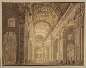 Rajz, A Szent Péter-templom belseje megvilágítva, 1787 előtt