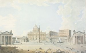St. Peters, a Bazilika és a Piazza (wc metszett körvonalon)
