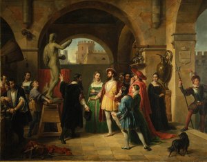 I. Ferenc Benvenuto Cellini műtermében, 1837