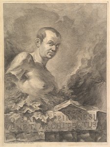 G.B. portréja Piranesi antik mellszobrot utánozva, az Opere vare di Architettura...-ból, 1750. alkotó: Francesco Polanzani