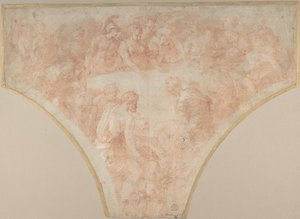 A viszály almája, amelyet Eris dobott Peleusz és Thetis házasságán: Tanulmány a freskóhoz..., 1504-70. alkotó: Francesco Primaticcio