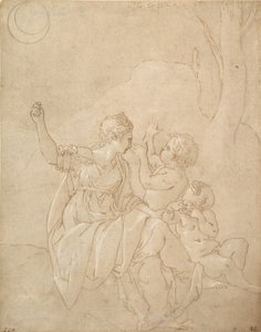 Klasszikus női alak Diana vagy Vénusz két csecsemővel, kb. 1539-42. alkotó: Francesco Primaticcio