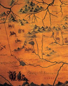 Részlet Marco Polo keleti sivatagokon átívelő útvonaláról, Tartár térképe alkotó: Francesco and Ramusio Giovan Battista Grisellini