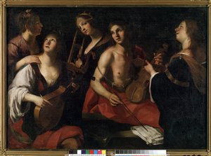 A koncert (Koncert). Francesco Rustici festménye (1575-1626 körül). Olajfestmény