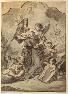 Rajz, A szentéletű bencés szerzetes látomása, 1776 alkotó: Francesco Saverio Mergolo