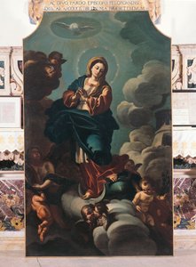 Szeplőtelen fogantatás, Francesco Solimenának (1657-1747) tulajdonított vászonfestmény, San Pardo székesegyház, Larino, Molise, Olaszország alkotó: Francesco Solimena