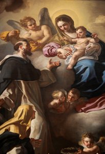 Rózsafüzér Madonna Domonkos és Katalin szentekkel alkotó: Francesco Solimena