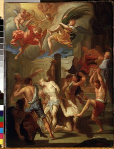 Négy szent vértanú. Francesco Trevisani (1656-1746) festménye. Olaj, vászon, 50 x 38 cm. Római művészet, olasz barokk stílus. Állami M. Ciurlionis Művészeti Múzeum, Kaunas (Litvánia).