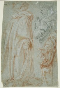 Három tanulmány a feltámadt Krisztusról, akit egy női szent imádott és San Silvestro Gozzalini, 1607 alkotó: Francesco Vanni