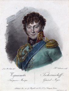 Alekszandr Ivanovics Csernisov gróf portréja (Alexandre Ivanovics Tchernychev herceg vagy Csernyicsov vagy Csernyicsev herceg) (1786-1857) - Vendramini, Francesco (1780-1856) - 1813 - Rézkarc, akvarell - 24,2x18,2 alkotó: Francesco Vendramini