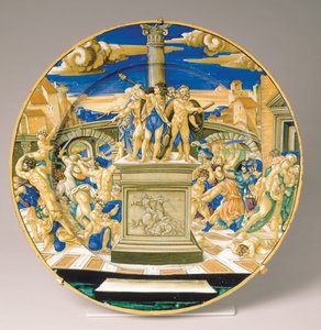 Tányér az ártatlanok mészárlásával, 1527-30 körül (maiolica)
