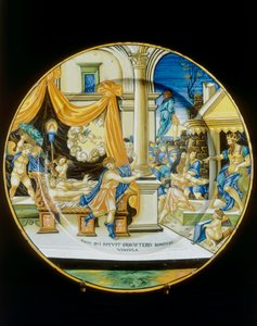 Guiseppe Ebreo megkísértése, Francesco Xanto Avelli tányérja, amelyet a firenzei Museo Nazionale del Bargelloban őriztek