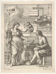 Egy mozsártörővel dolgozó majom, alatta Lorenzo Lippi írja humoros ..., kb. 1710-64. alkotó: Francesco Zuccarelli