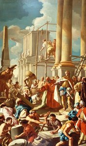 Anjou Róbert építi a Santa Chiara-templomot, Nápoly (olaj, vászon) alkotó: Francesco de Mura