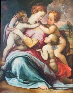 Madonna és gyermek, a fiatal Szent János és egy angyal