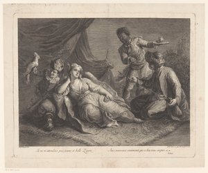 Nő feküdt egy szőnyegen Jelenetek Voltaire Zaire című drámájából (sorozat címe) alkotó: Francesco del Pedro