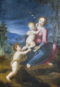 A Szűz Jézussal és Keresztelő Jánossal alkotó: Francesco di Cristofano Franciabigio
