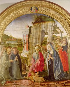 Szent Ambrus és Szent Bernát gyermekimádása (olaj, tábla)