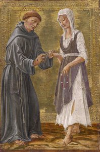 A szent csere Szent Ferenc és Lady Poverty Francesco di Giorgio Martini (1439-1501) között. Tempera a panelen