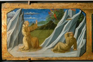 Assisi Szent Ferenc kapja a stigmákat Sept. (olaj, fa)