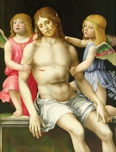 Lerakódás (halott Krisztus az angyalok között), 1490 körül (olaj a panelen)