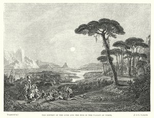 A líra és a pipa versenye a Tempe völgyében (metszet) alkotó: Francis (after) Danby