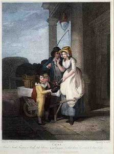 "Round and Sound, Five Pence a Pound, Duke Cherries", a "The Cries of London" 8. lemeze, metszett Anthony Cardon (1772-1813), kiadó: Colnaghi & Co.