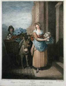 „Turnips and Carrots Ho”, „The Cries of London” 13. táblája, Thomas Gaugain (1748-1812) metszetében, pub. szerző: Colnaghi & Co.