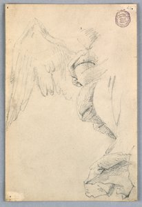 Vázlat szárnyakkal és drapériákkal alkotó: Francis Augustus Lathrop