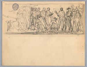 Tanulmány egy falfestmény vagy panel alkotó: Francis Augustus Lathrop